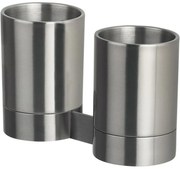 Două pahare de periuțe de dinți Spirella Nyo, oțelinoxidabil periat