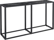 vidaXL Masă consolă, negru marmură, 140x35x75,5 cm, sticlă securizată
