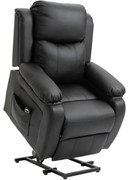 HOMCOM Fotoliu Relax Electric cu Ridicare și Reclinare 160°, Telecomandă, 76x90x105 cm, Negru | Aosom Romania
