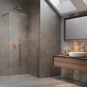 Paravan de dus tip Walk-in Radaway Modo New II cupru periat-transparent 70 cm sticla securizata 8 mm