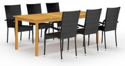vidaXL Set mobilier de grădină, 7 piese, negru
