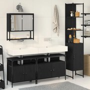 vidaXL Set de mobilier pentru baie cu raft cu ușă 4 pcs Stejar negru
