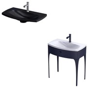 Set dulap baza suspendat Oristo Louis bleumarin 1 sertar cu lavoar negru mat 82 cm