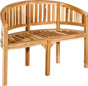 Bancă de grădină din lemn de tec – 2 locuri, șezut arcuit,