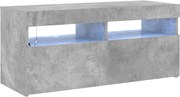 vidaXL Comodă TV cu lumini LED, gri beton, 90x35x40 cm