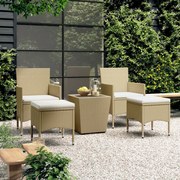 vidaXL Set mobilier bistro, 3 piese, bej, poliratan/sticlă securizată
