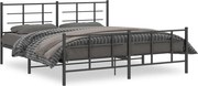 vidaXL Cadru pat metalic cu tăblii de cap/picioare, negru, 183x213 cm