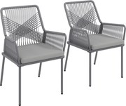 Outsunny Set de 2 scaune de grădină, scaune pentru terasă, perne lavabile, spătar, brațe, oțel, ratan, gri închis | Aosom Romania