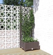 vidaXL Jardinieră de grădină cu spalier maro, 40x40x121,5 cm, PP