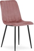 Roz scaun bucatarie LAVA din catifea cu picioare negre