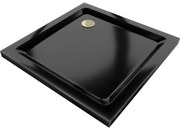 Mexen Flat cadă de duș pătrată slim 90 x 90 cm, negru, sifon auriu - 40709090G