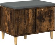 vidaXL Bancă pentru hol cu pernă cu ușă Stejar Afumat 60 x 38 x 46 cm