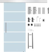 Homcom Usa Glisanta din Sticla Satinata – 102,5×205 cm cu Dungi Decorative | Aosom Romania