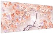 Tablou florilor de pom din coral - abstract (120x50 cm), în 40 de alte dimensiuni noi