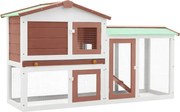 vidaXL Cușcă mare exterior pt. iepuri, maro și alb, 145x45x84 cm, lemn