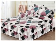 Lenjerie Pat Dublu, Bumbac Finet cu Volanase, 6 Piese - Marble