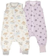 Set 2 saci dormit copii cu picioare  de vara 6-18 luni Kidizi Galaxy Cloud, 0.5 tog, mansete transformabile in soseta
