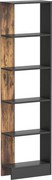 HOMCOM Raft Îngust cu 5 Etajere, Raft Economisitor de Spațiu Modern din Lemn, Bibliotecă pentru Baie, Living, Dormitor, Birou, 45x21x170 cm, Maro Rustic | Aosom Romania