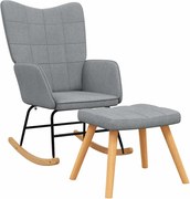 vidaXL Scaun balansoar cu taburet, gri deschis, textil