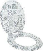 vidaXL Capac de toaletă cu închidere lentă Porțelan Alb și Albastru