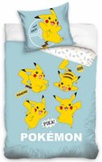 Lenjerie pat din bumbac pentru copii CarbotexPokémon Pika Pikachu, 140 x 200 cm, 70 x 90 cm