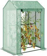 Outsunny Seră de grădină cu 2 spații și 2 uși cu role - 0,8 m² Seră pentru tomate dim. 1L x 0,8l x 1,5H m, Oțel și PE | Aosom Romania