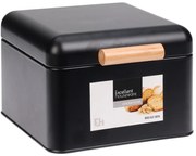 Cutie de paine metalica cu maner din lemn, 22 x 20 x 14 cm