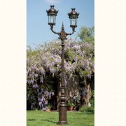 Stalp cu 2 brate iluminat exterior din fier forjat, inaltime 443cm, AL 6719