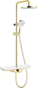 Mexen Exxo set de duș suprapus cu cap de duș și baterie, auriu/alb - 78113-25