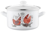 Oală emailată cu capac Emalia Pleszew Rubinka, 20 cm, 3,7 l, diam. 20 cm