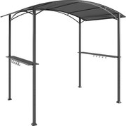 Outsunny Gazebo pentru Grătar 2.5x1.5 m, Pergolă pentru Grătar cu 2 Rafturi Laterale și Cârlige, Cadru din Oțel și Acoperiș din Poliester pentru Grădină, Gri Închis | Aosom Romania