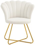 HOMCOM Fotoliu de machiaj fotoliu din catifea fotoliu de salon cu picioare din oțel 69 x 64 x 80 cm crem | Aosom Romania