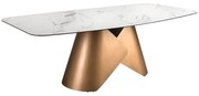 Masa ovala din otel si marmura portelanata Bronze 240x120cm