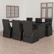 vidaXL Set mobilier de exterior cu perne, 7 piese, negru, poliratan