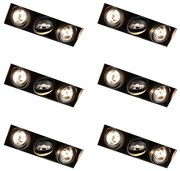 Set de 6 spoturi încastrate negre GU10 AR70 fără ramă cu 3 lumini - Oneon