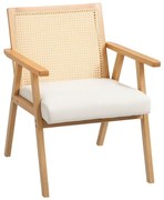 HOMCOM Scaun de salon din lemn, scaun din răchită cu spătar din răchită și pernă umplută și brațe, lemn natural | Aosom Romania
