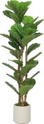 HOMCOM Plantă artificială de interior 120 cm Ficus lyrata arbore artificial cu ghiveci din plastic și trunchi din lemn masiv, verde | Aosom Romania