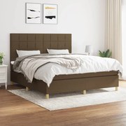 vidaXL Pat continental cu saltea maro închis 180x200cm material textil