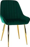 Scaun PERLIA, verde smarald, stofa catifelata/crom auriu, 56x62x89 cm