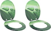 vidaXL Capac de toaletă cu închidere lentă 2 pcs Picătură Verde