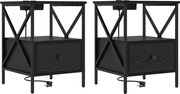 vidaXL Dulap de noapte 2 pcs Stejar Negru 41,5 x 40,5 x 55 cm