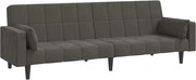 vidaXL Canapea extensibilă cu 2 locuri, 2 perne, gri închis, catifea