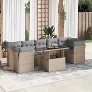 vidaXL Set canapele de grădină, 8 piese, cu perne, bej, poliratan
