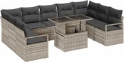 vidaXL Set de canapele pentru grădină 10 pcs Gri deschis poliratan