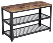 Bancă pentru hol cu spațiu pentru pantofi INDY, 73x30x45cm, maro/negru Vasagle