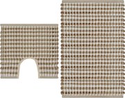 vidaXL Set covoraș de baie lucrat manual, natural și alb, iută textil
