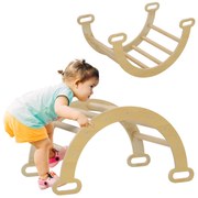 AIYAPLAY Arcadă cățărare copii balansoar din lemn pentru băieți și fete, copii de la 18 la 48 luni, lemn natural | Aosom Romania