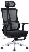 Scaun ergonomic, spatar Mesh, sezut textil, tetiera reglabila inaltime, suport picioare, baza metalica, inaltime reglabila, Negru