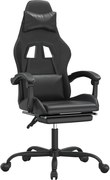 vidaXL Scaun de gaming cu suport picioare, negru, piele ecologică