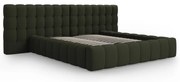 Pat matrimonial verde tapițat cu spațiu de depozitare cu somieră 200x200 cm Mamaia – Micadoni Home